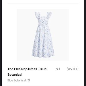 Ellie Nap Dress by Hill House Home in Blue Botanical Poplin SIZE SMALL